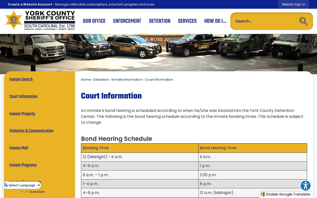 York County arrest records bond court information