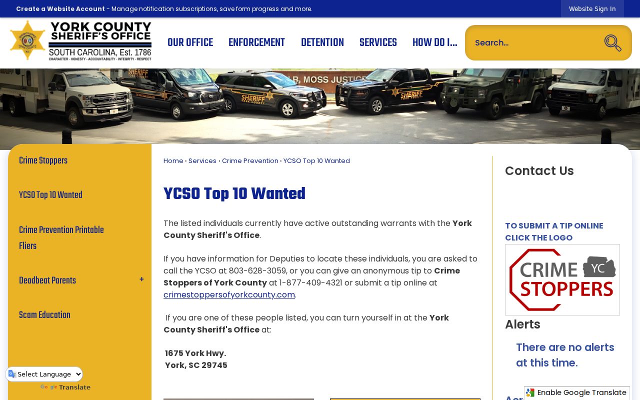 York County arrest records sheriff wanted list