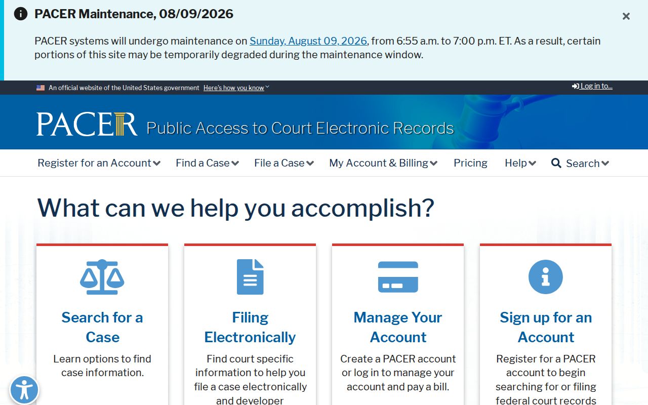 York County criminal court cases PACER federal docket access