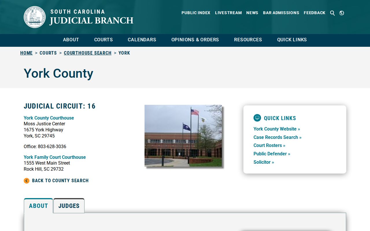 York County criminal court cases courthouse directory