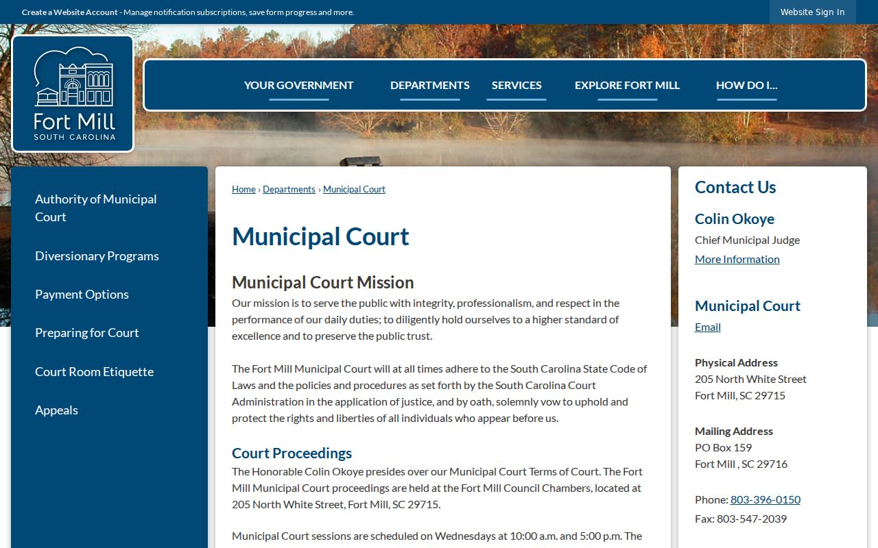 Fort Mill criminal court records and session information