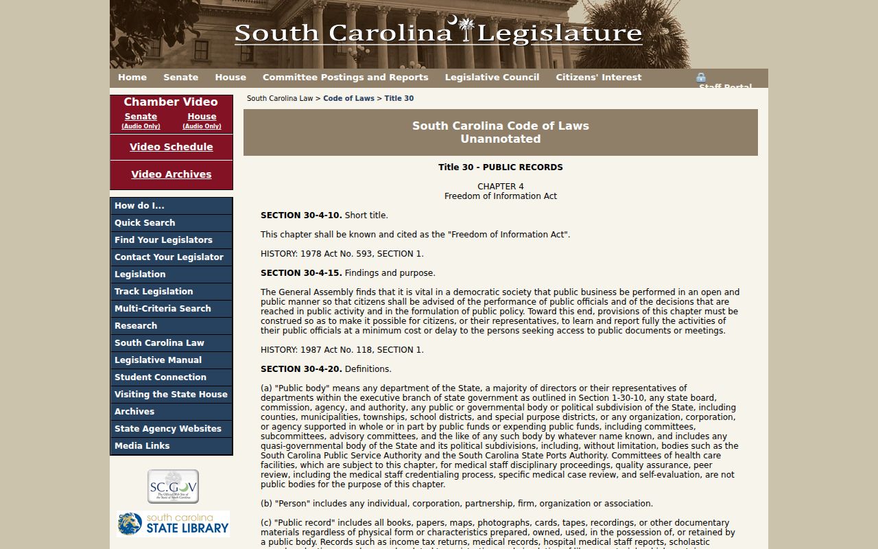 York criminal records South Carolina public access law