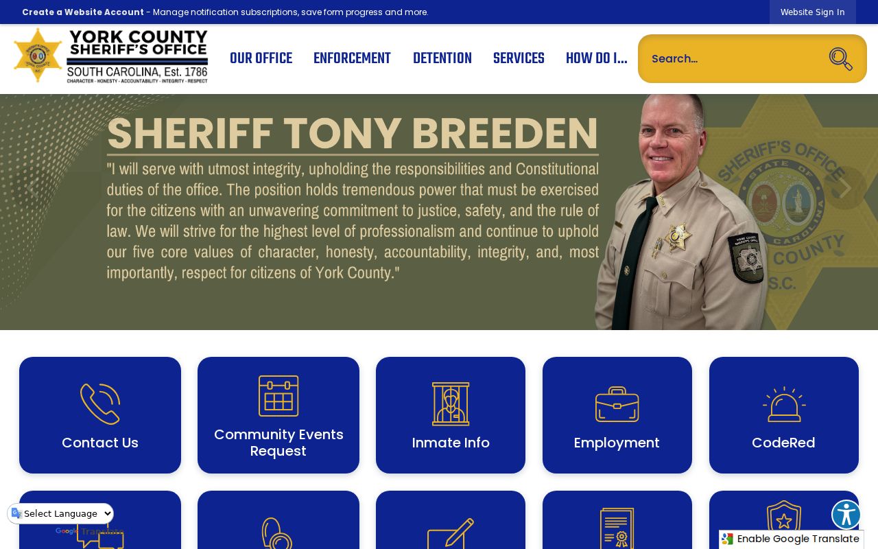 York County sheriff criminal records and current custody information
